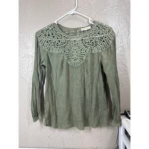 Indigo Rose White‎ Peasant Lace Crochet Top Blouse Boho Cottagecore Size Small
